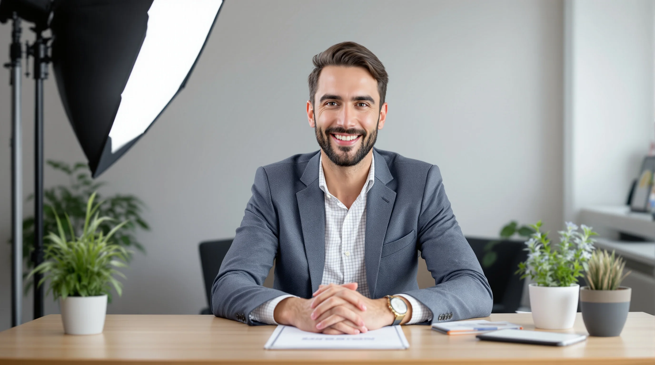 Beispielaufbau für DIY Bewerbungsfoto mit Lichtquellen