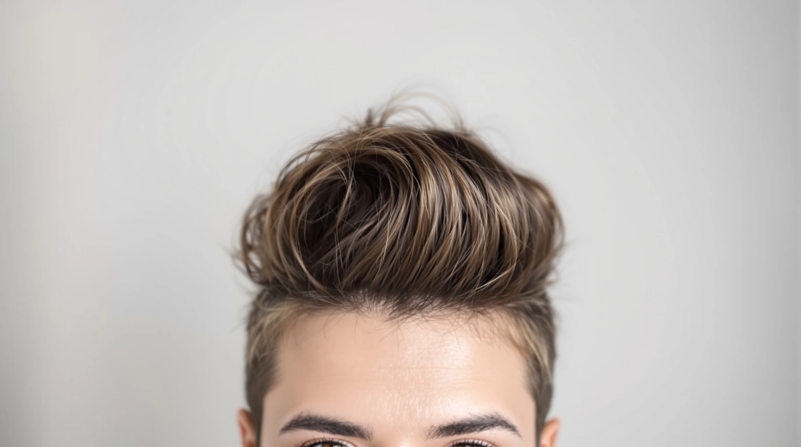 Nahaufnahme: korrekt belichtetes Bewerbungsfoto, Haare sauber frisiert, Augen frei