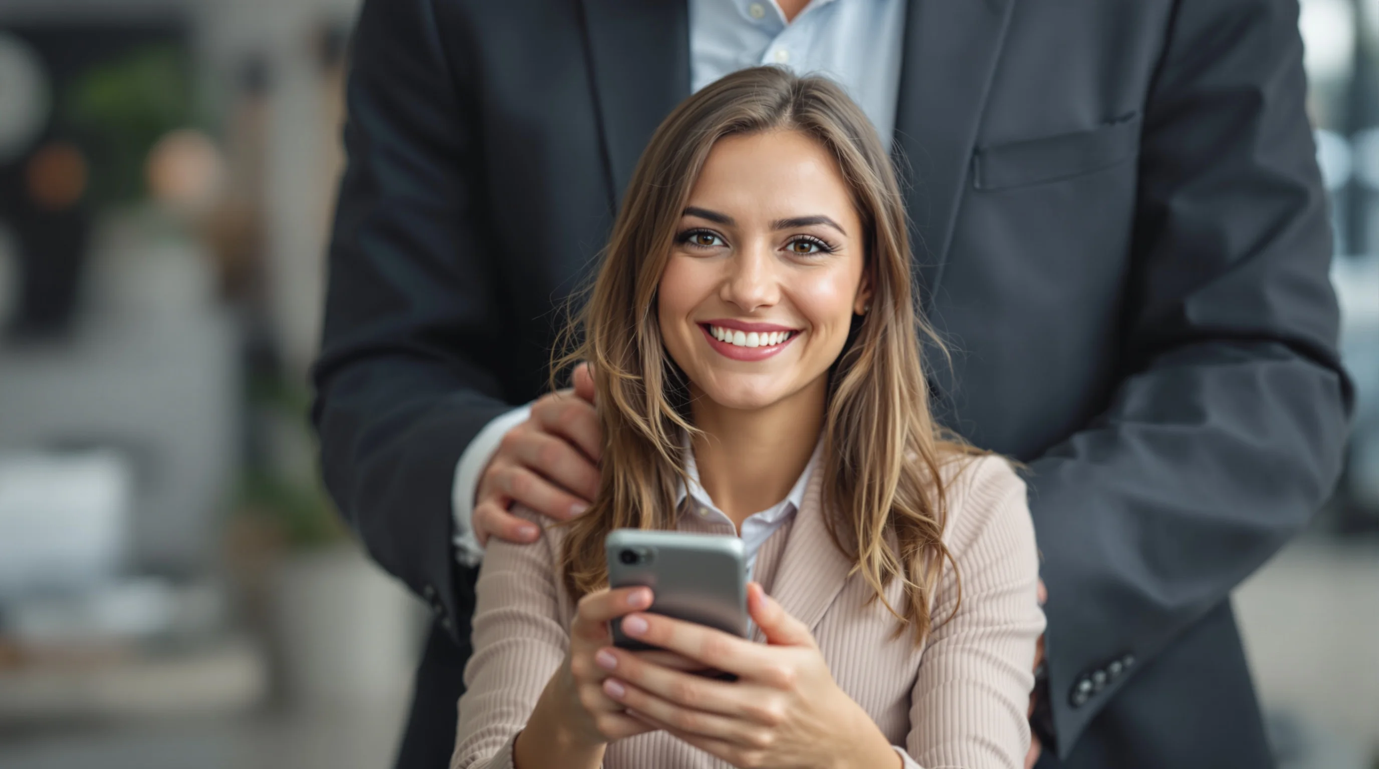 Junge Person macht zuhause mit Stativ und Smartphone ein Bewerbungsfoto vor neutraler Wand