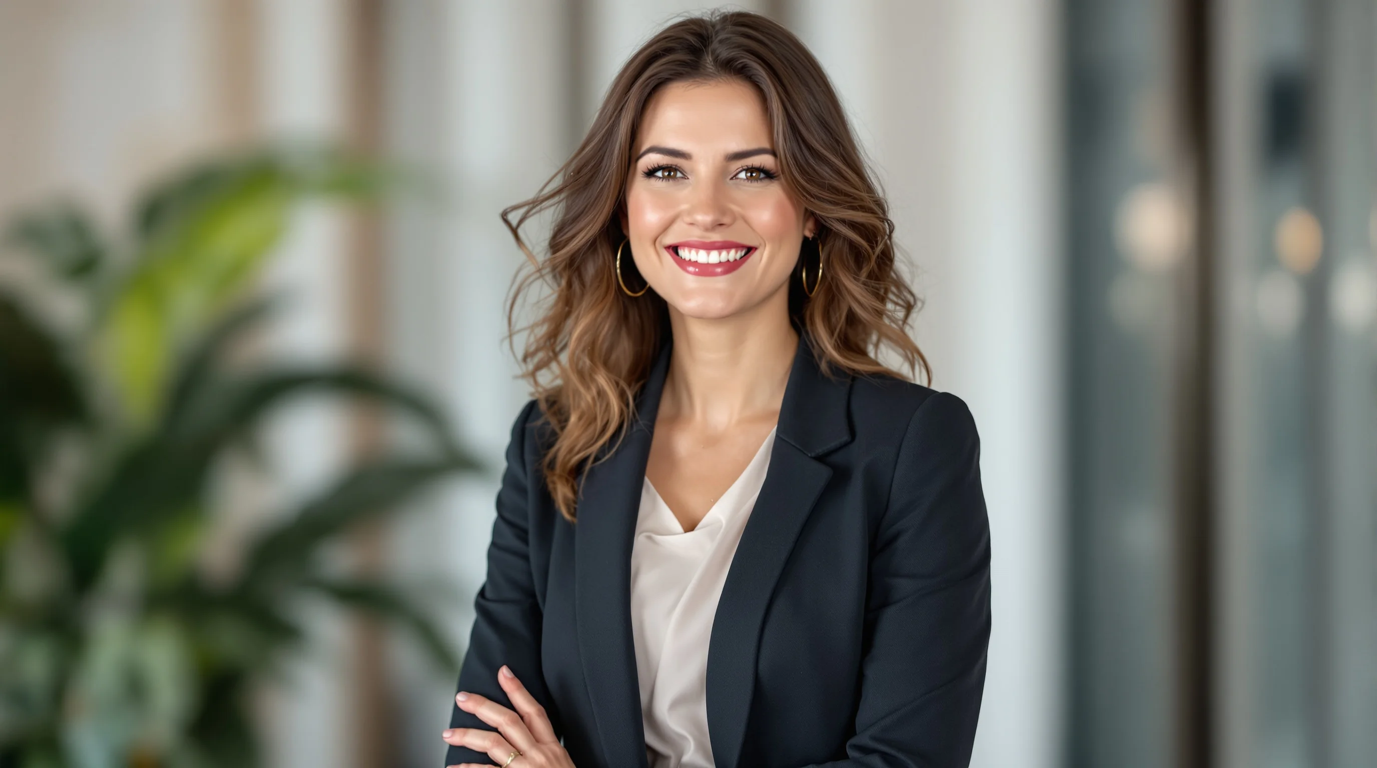 Nahaufnahme: gepflegtes Make-up und dezenter Schmuck bei Bewerbungsfoto