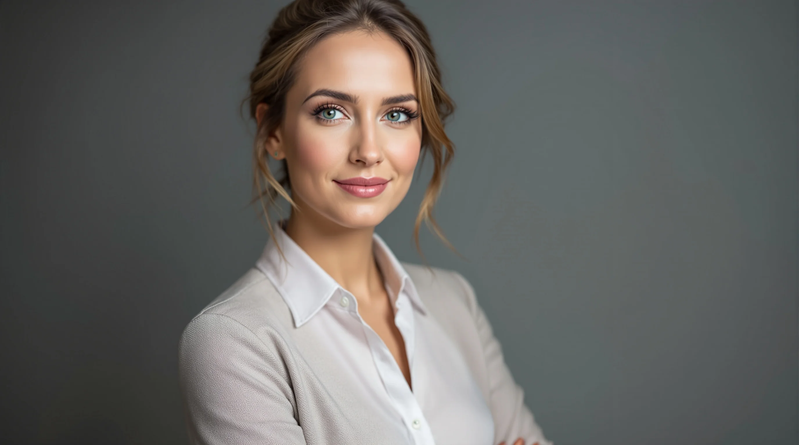 Gepflegte Frisur und dezentes Makeup für Bewerbungsfotos