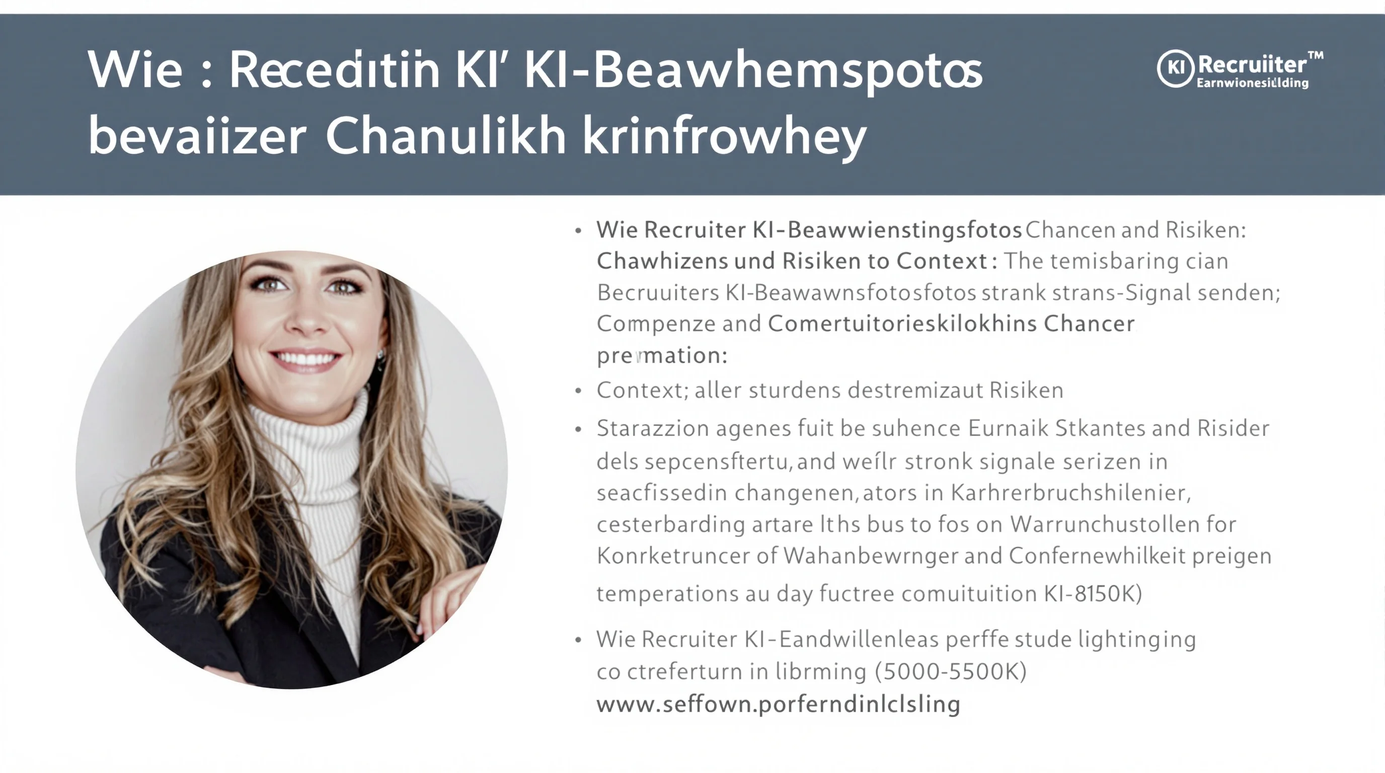 Junge Fachkraft bewertet KI-generierte Bewerbungsfoto-Varianten auf einem Laptop