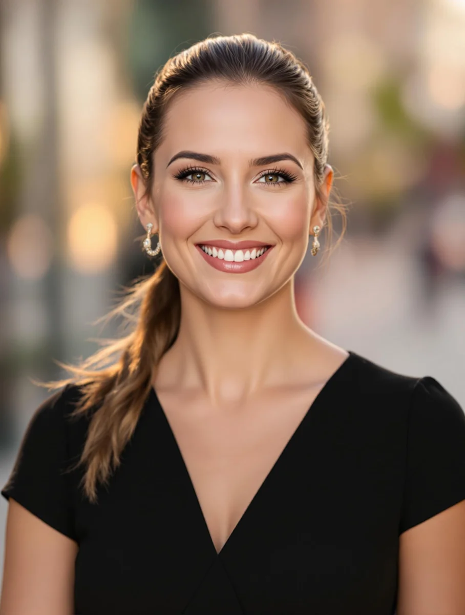 Bewerbungsfoto Frau Schwarzes Kleid